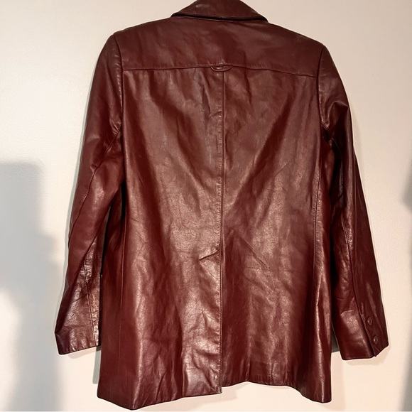 Women’s Etienne Aigner Vintage 70s Oxblood Leather Jacket Size 8 Lined - Picture 2 of 8